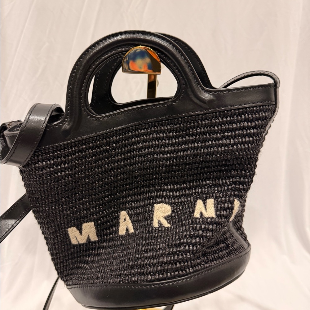 Marni Black and White Woven Mini Bag